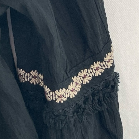 AEO American Eagle Outfitters Mini Dress Women’s L Black Embroidered Bohemian - Picture 7 of 16
